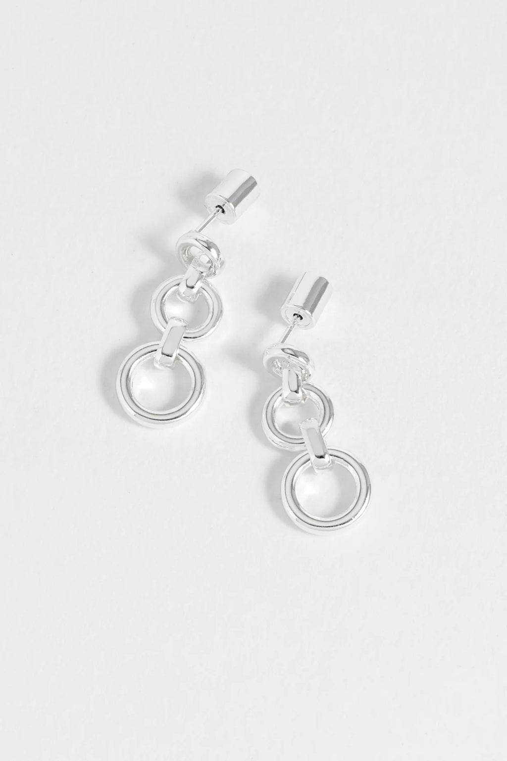 EB EDIT WATERPROOF PVD COATED Graduated Round Link Drop Earrings -  Silver Plated