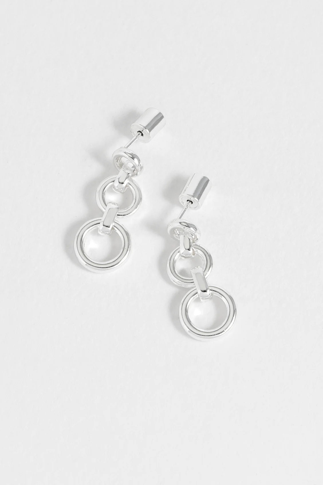 EB EDIT WATERPROOF PVD COATED Graduated Round Link Drop Earrings -  Silver Plated