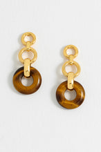 Load image into Gallery viewer, EB EDIT WATERPROOF PVD COATED Tigers Eye Graduated Round Link Drop Earrings
