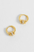 Load image into Gallery viewer, Triple Disc CZ Hoop Earrings

