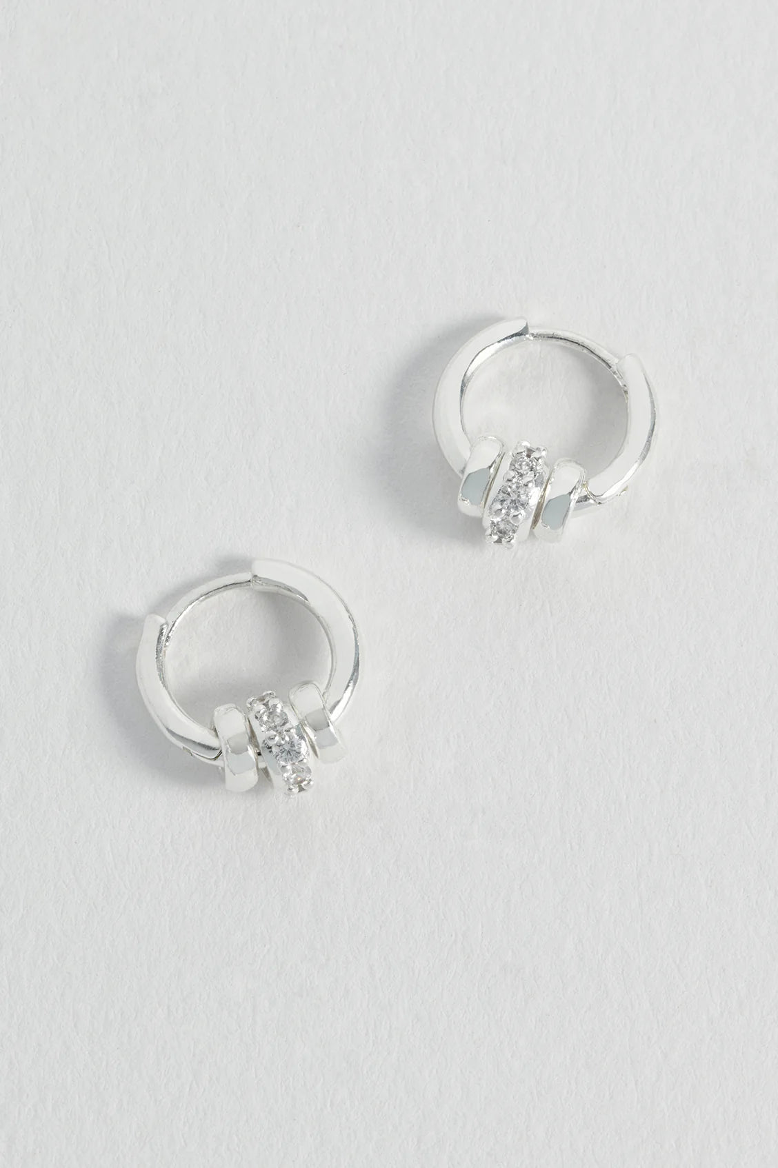 Triple Disc CZ Hoop Earrings