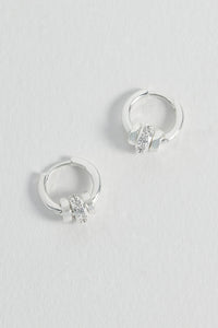 Triple Disc CZ Hoop Earrings