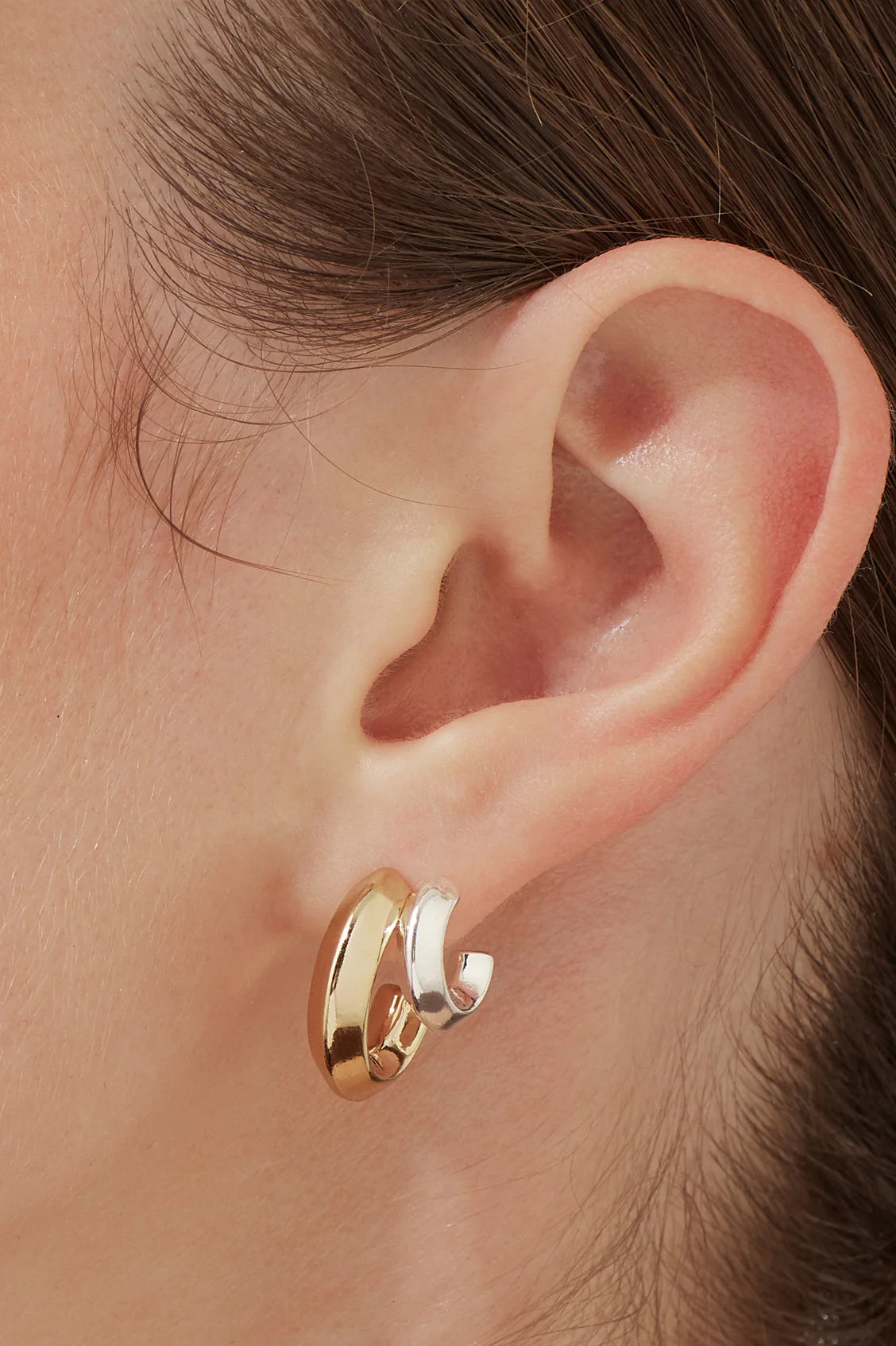 EB Edit Mixed Metal Double Hoop Earrings