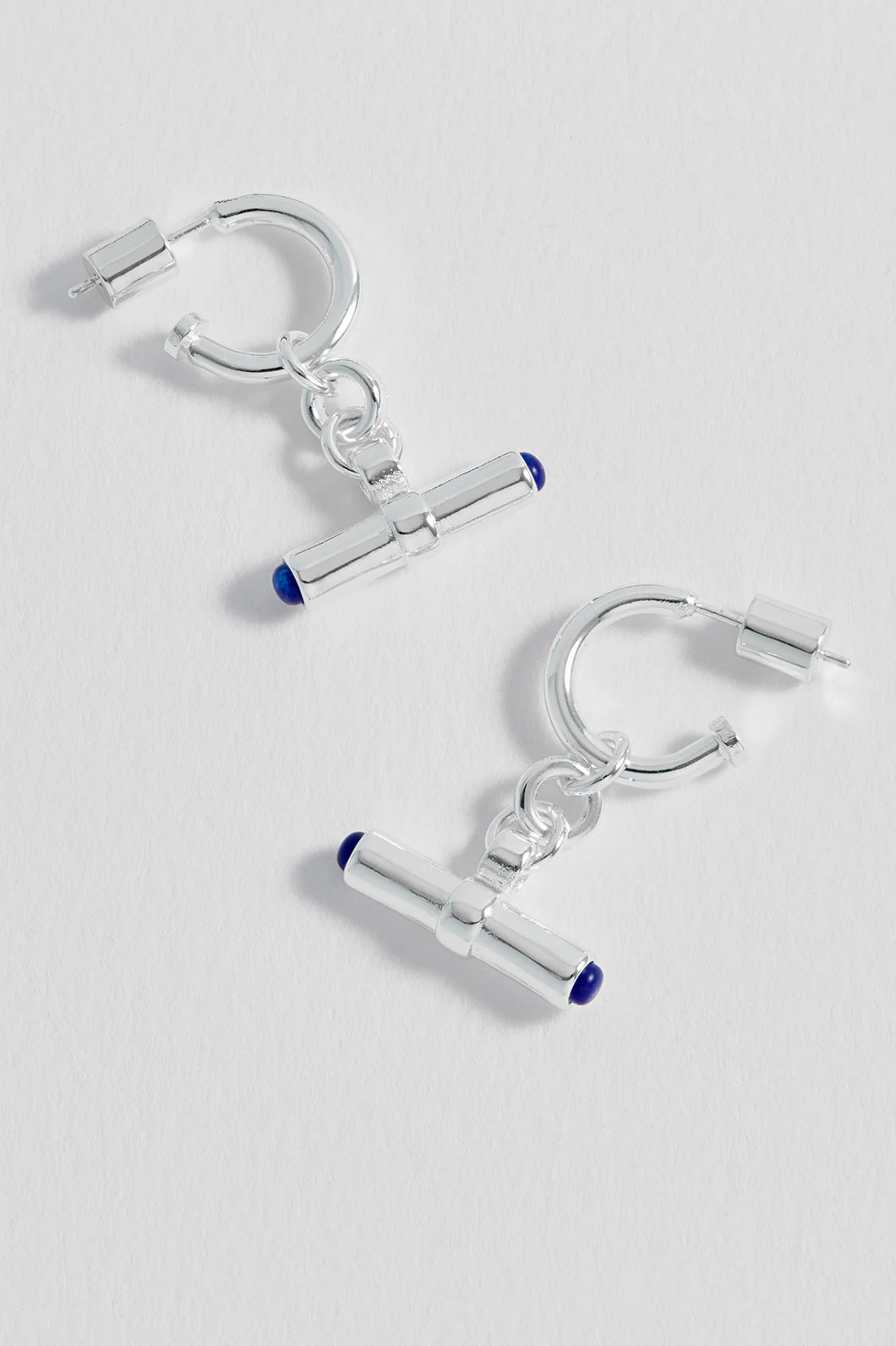 EB Edit Lapis Lazuli Cabochon T-Bar Hoop Earrings