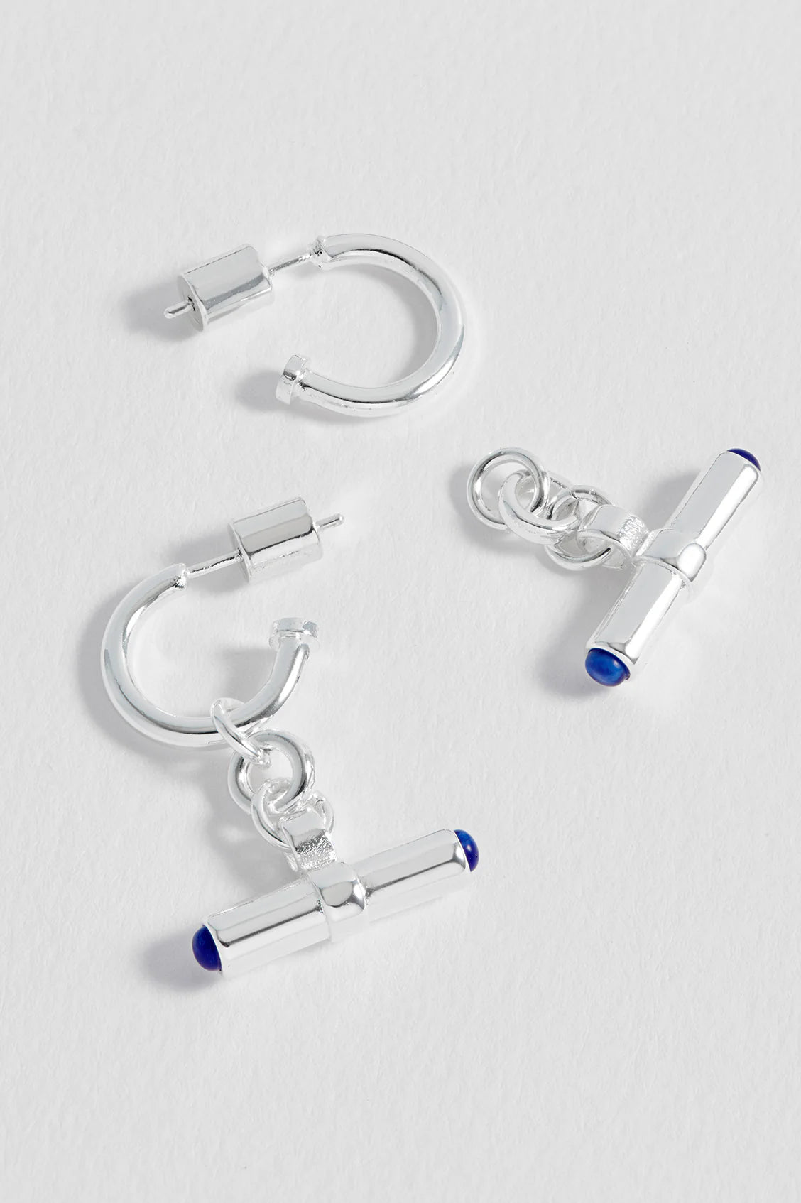 EB Edit Lapis Lazuli Cabochon T-Bar Hoop Earrings