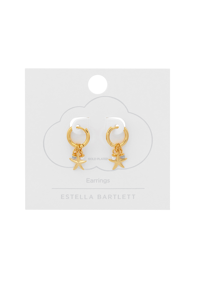 EB Starfish Charm Hoops with Pearl and Blue Lace Agate