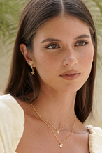 Load image into Gallery viewer, EB Starfish Charm Hoops with Pearl and Blue Lace Agate
