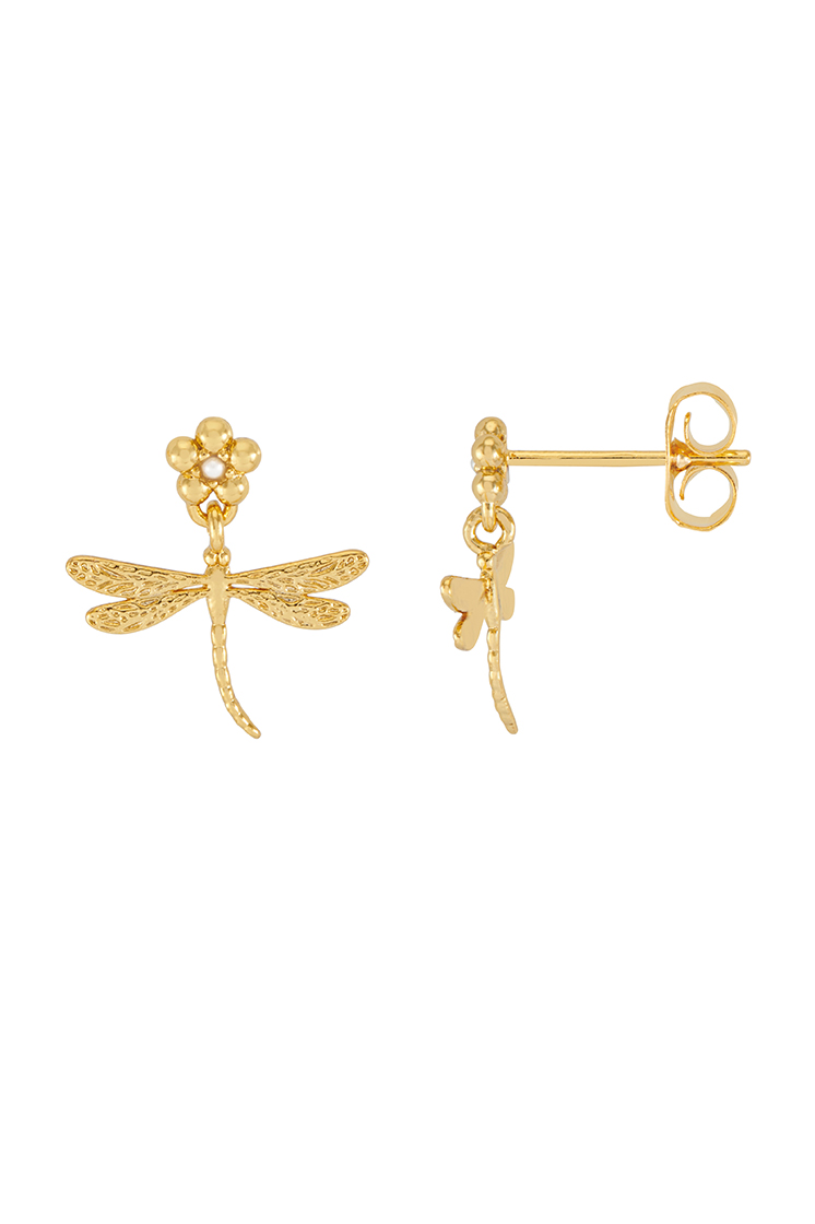 Flower and Dragonfly Earrings