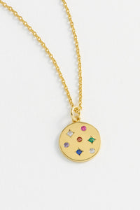 Rainbow Coin Necklace Gold Plated