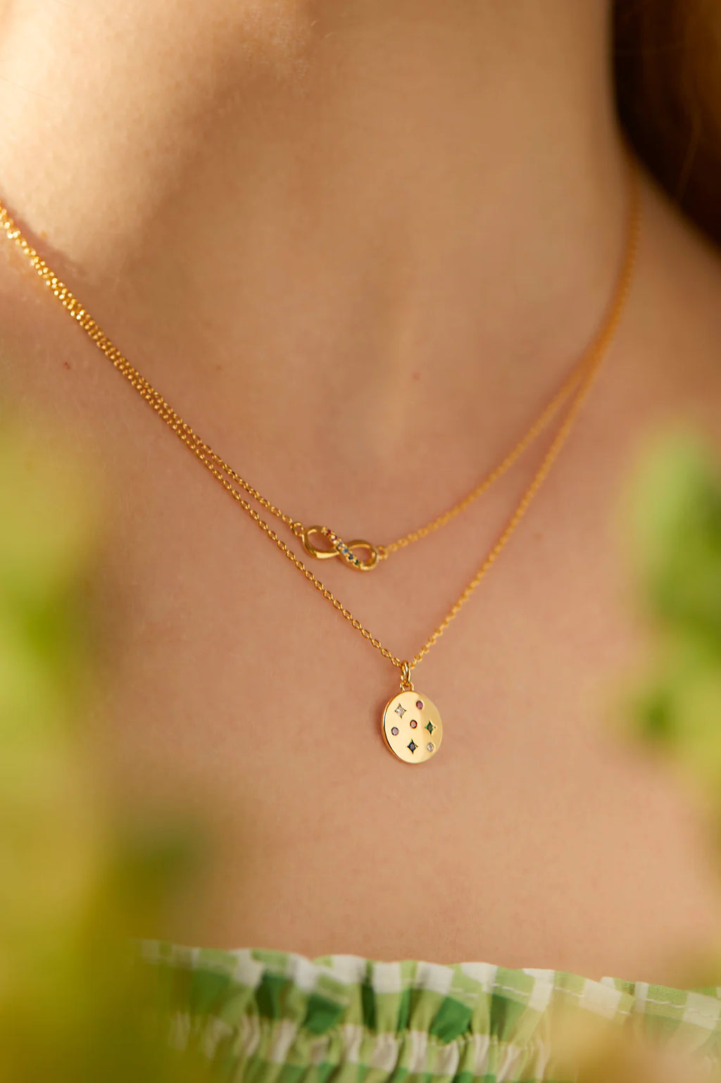 Rainbow Coin Necklace Gold Plated
