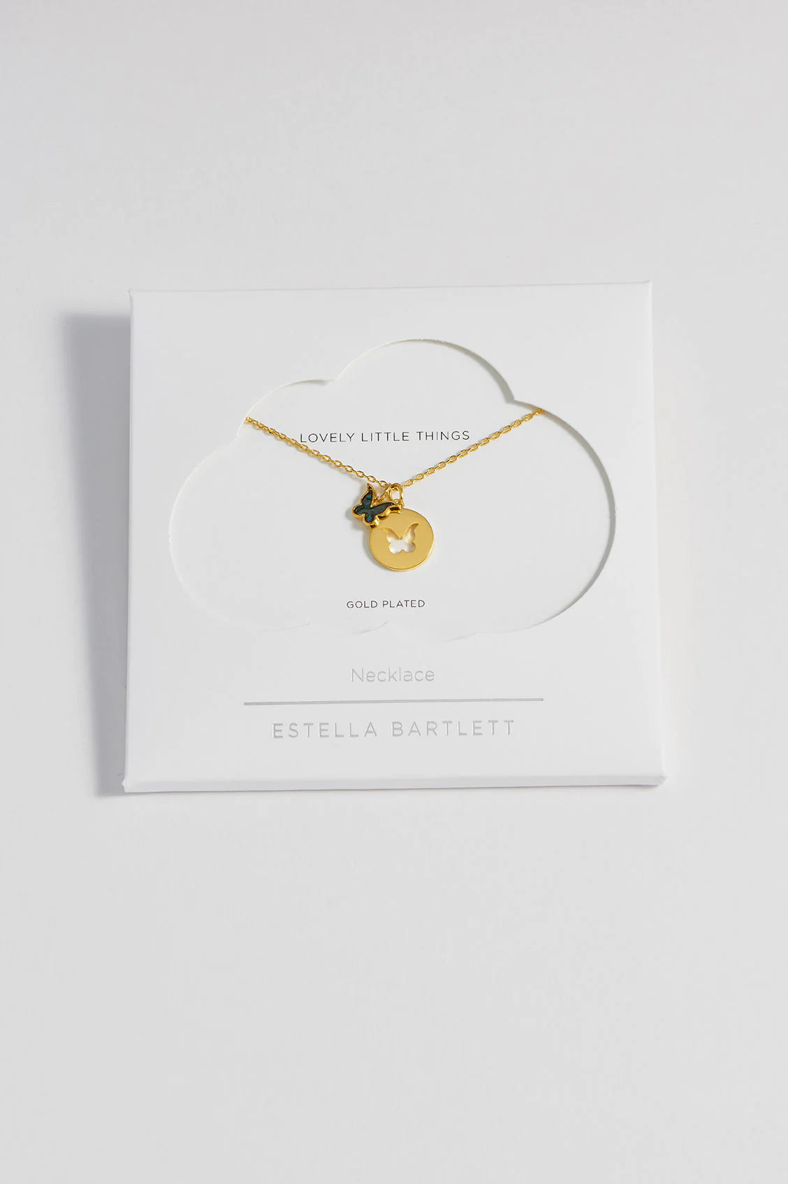 Abalone Butterfly Necklace Gold Plated