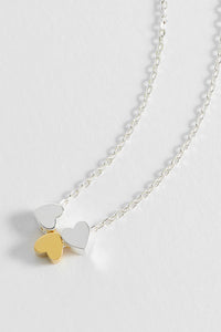 Multi Heart Bead Necklace - Silver Plated