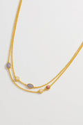 EB EDIT Multi Gemstone Double Chain Necklace - Gold Plated