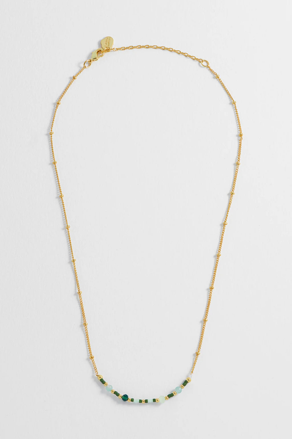 Mini Green Beaded Chain Necklace