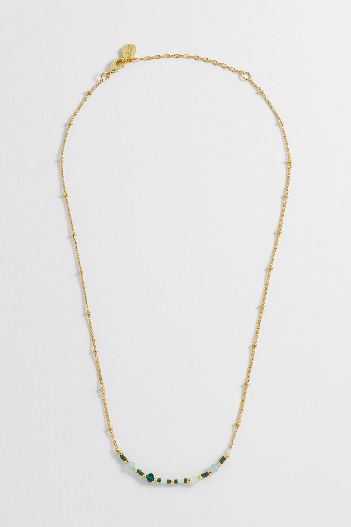 Mini Green Beaded Chain Necklace