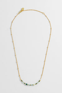 Mini Green Beaded Chain Necklace