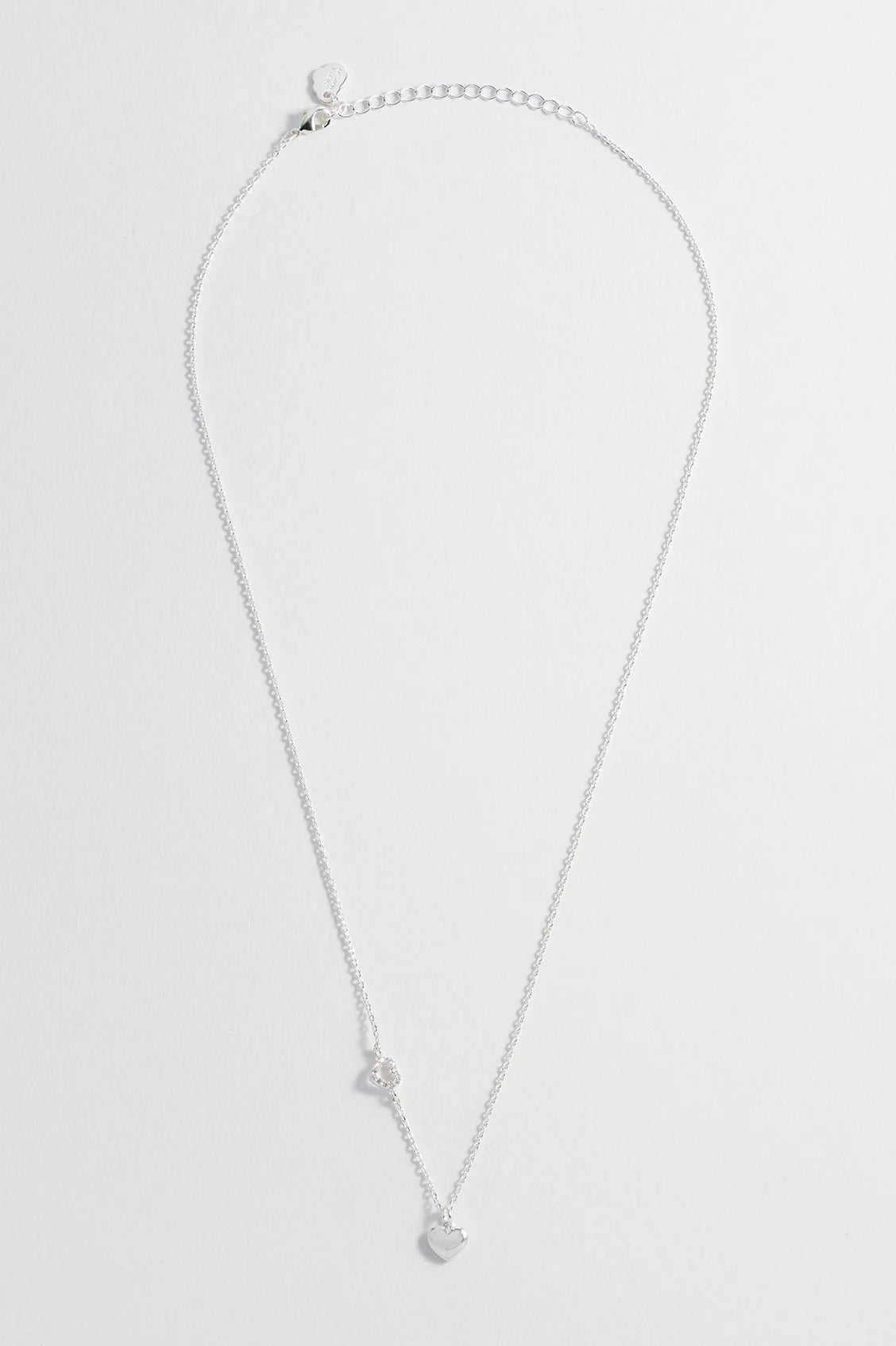 Heart Charm With Open Cz Heart Necklace