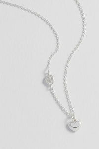 Heart Charm With Open Cz Heart Necklace
