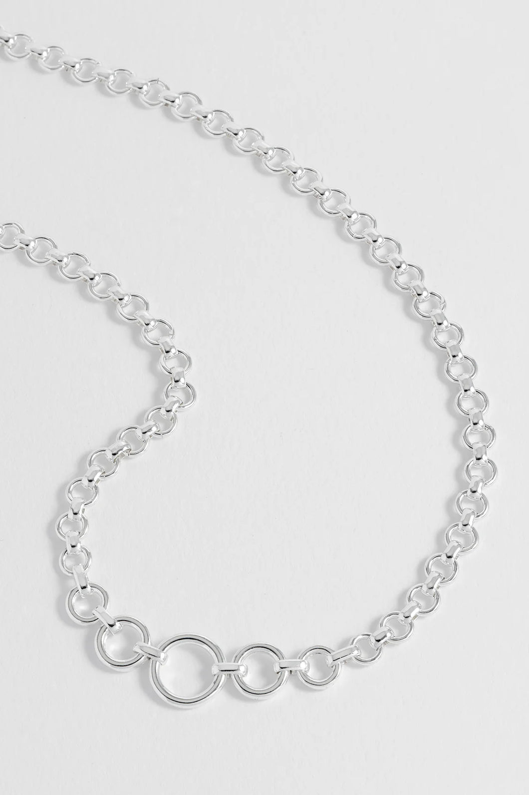 EB EDIT WATERPROOF PVD COATED Graduated Round Link Chain Necklace - Silver Plated