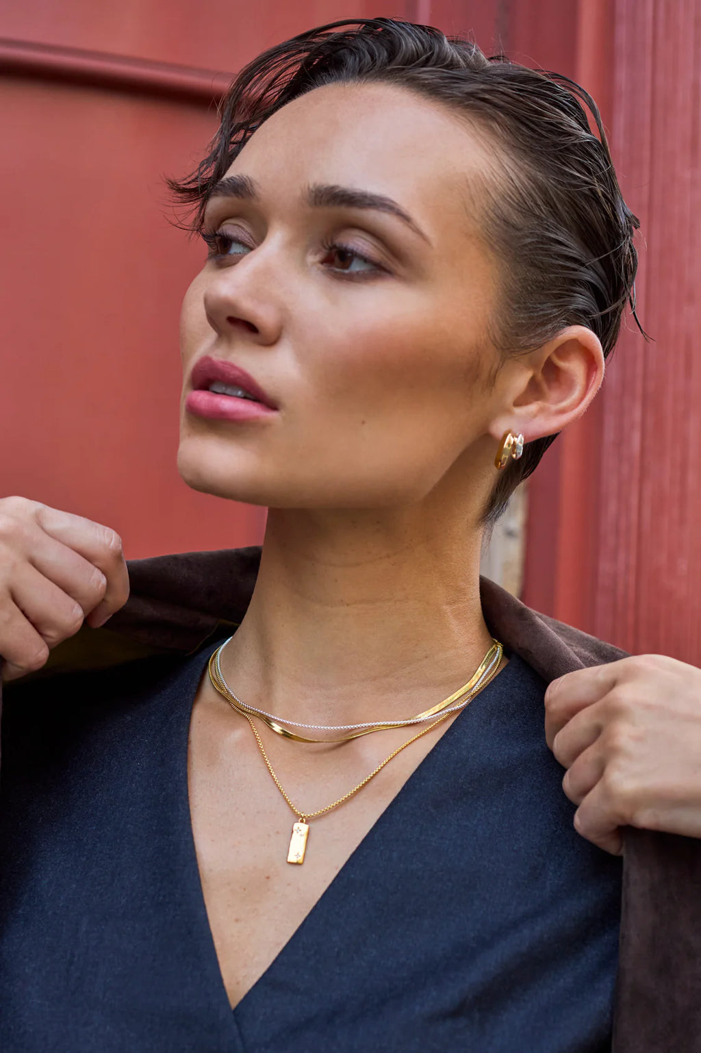 EB Edit Mixed Metal Double Hoop Earrings