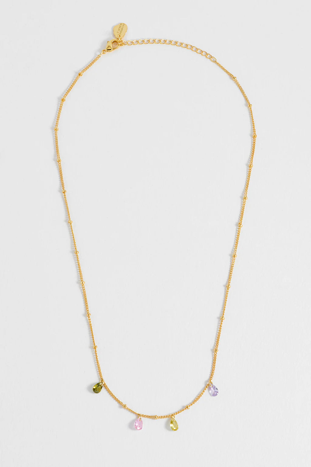 Multi CZ Pear Drop Gold Plated Necklace