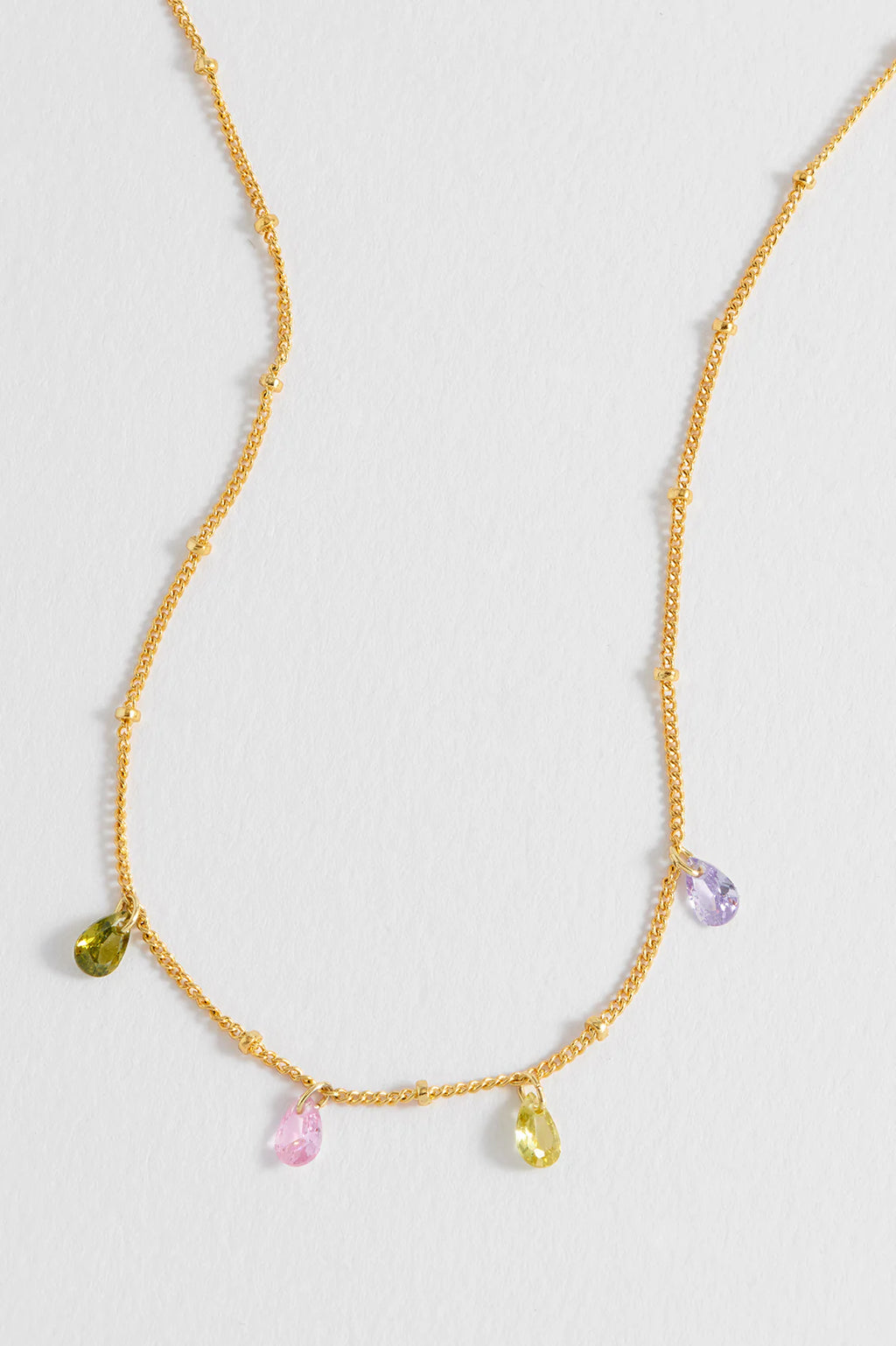 Multi CZ Pear Drop Gold Plated Necklace