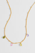 Multi CZ Pear Drop Gold Plated Necklace