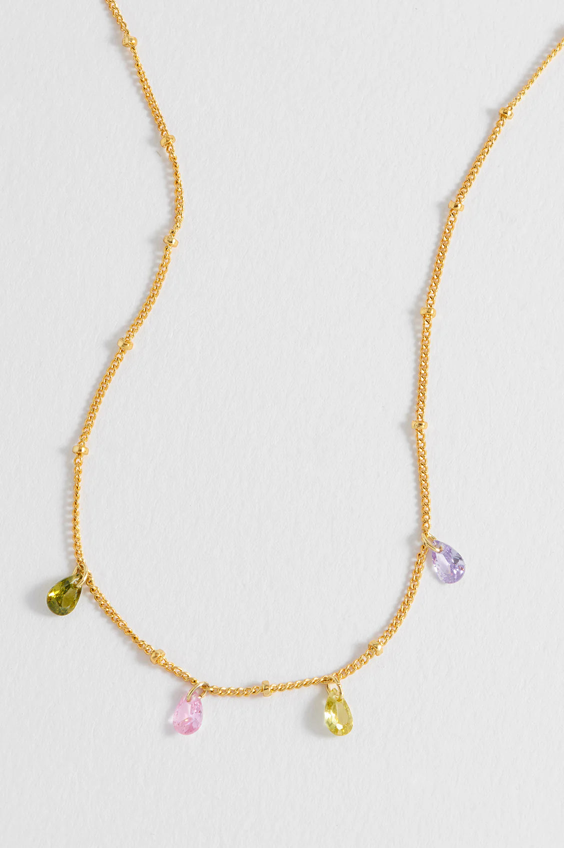Multi CZ Pear Drop Gold Plated Necklace