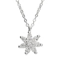 Sterling silver seven-petal cubic zirconia flower necklace