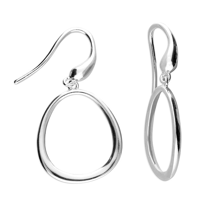 Sterling silver tapered oval hook-in earrings