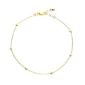 Sterling silver cube station bead anklet, gold-plated finish, full product