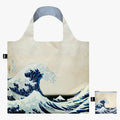 LOQI recycled bag with Hokusai The Great Wave design and zip pocket