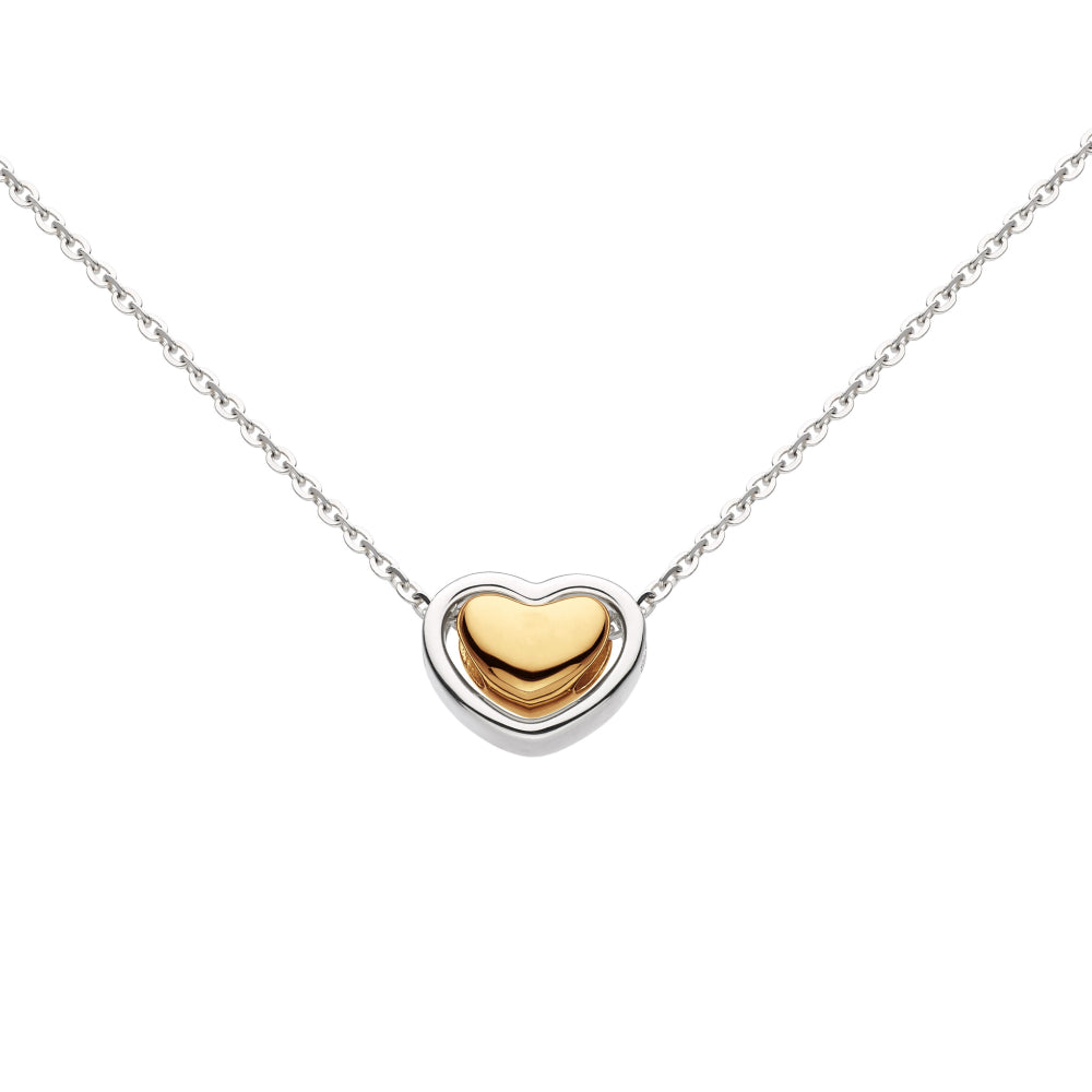 Kit Heath Heart of Gold Necklace | Sterling Silver & 18ct Gold Plate | 18" Chain