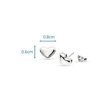 Load image into Gallery viewer,   Kit Heath Heart of Gold Stud Earrings — polished rhodium-plated sterling silver sculpted mini heart stud earrings, butterfly back fitting

