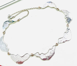 Silver large  necklace with rose gold plating finish