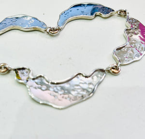Silver large  necklace with rose gold plating finish