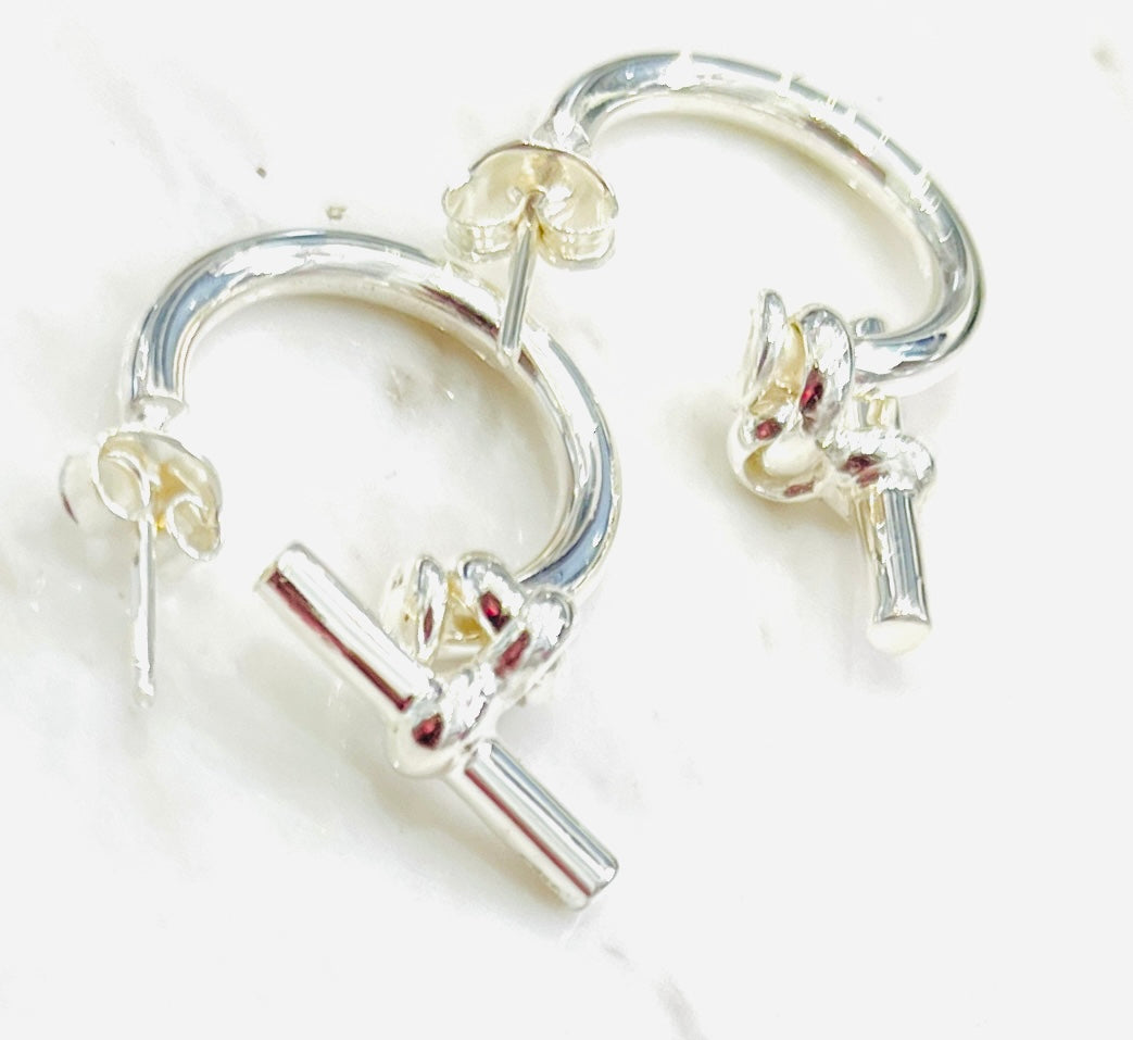 Chris Lewis T Bar Hoop Stud Earrings