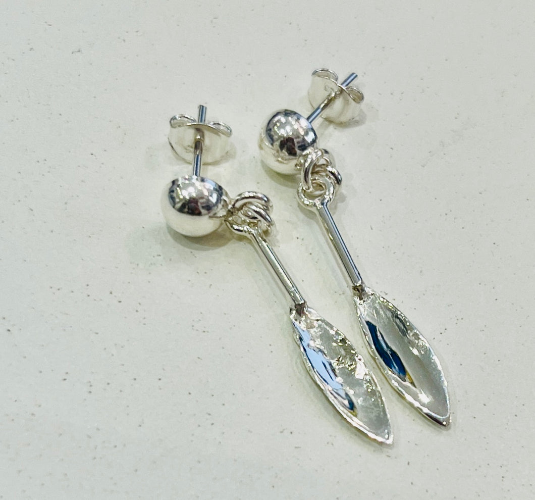 Chris Lewis Pendulum Leaf Stud Earrings