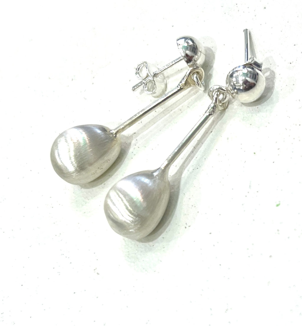 Stone Drop Stud Earrings – Sterling Silver by Chris Lewis