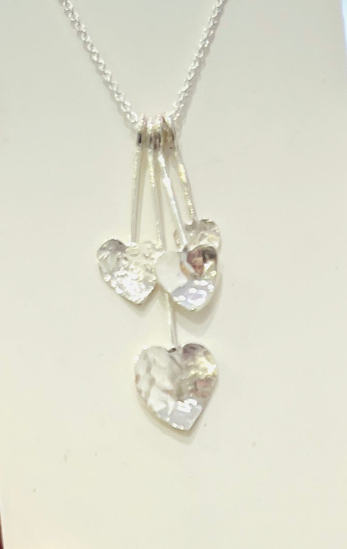 Sterling Silver Uneven multiple  Hearth Pendant by Chris Lewis