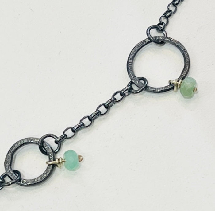 Adele Taylor Oxidised Silver & Chrysoprase Bracelet | Handmade in Sheffield