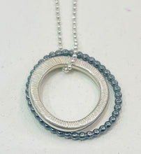 Load image into Gallery viewer, Adele Taylor Two-Circles Pendant Necklace-Sterling Silver &amp; Oxidised Silver,  Handmade in Sheffield
