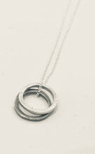 Load image into Gallery viewer, Adele Taylor Two-small Circles Pendant Necklace-Sterling Silver &amp; Oxidised Silver,  Handmade in Sheffield
