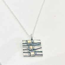Load image into Gallery viewer, Adele Taylor Square Necklace – Sterling Silver &amp; 14ct Gold Detail | Handmade in Sheffield
