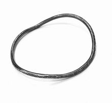Load image into Gallery viewer, Adele Taylor oxidised sterling silver bangle with hammered texture, handmade in Sheffield
