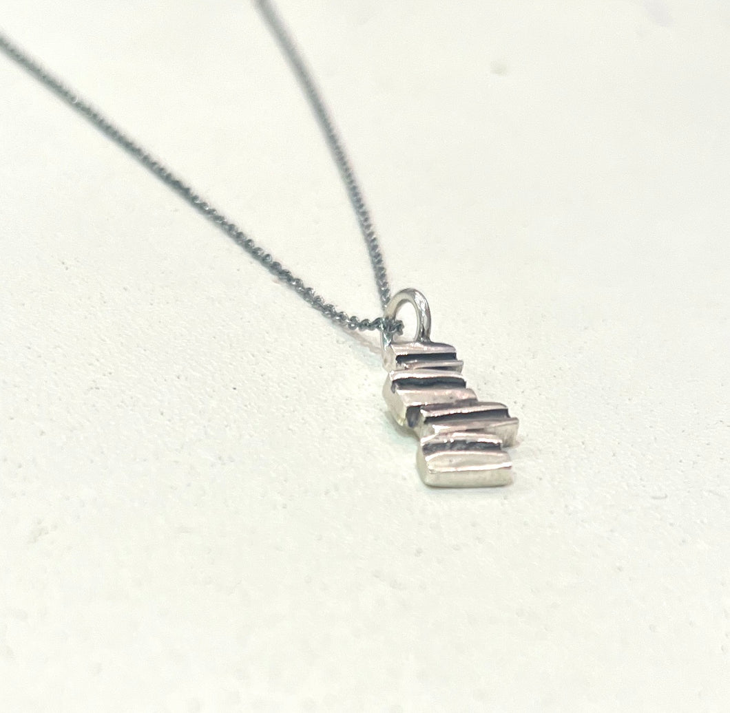 Adele Taylor Stacked Shapes Necklace – Oxidised Silver Chain | Handmade in Sheffield