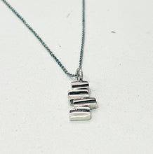 Load image into Gallery viewer, Adele Taylor Stacked Shapes Necklace – Oxidised Silver Chain | Handmade in Sheffield
