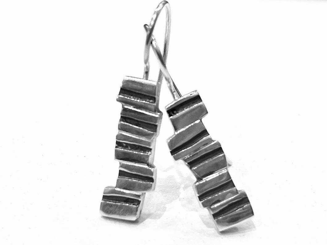 Adele Taylor Stacked Silver Earrings | Handmade Sterling Silver | Sheffield Jewellery