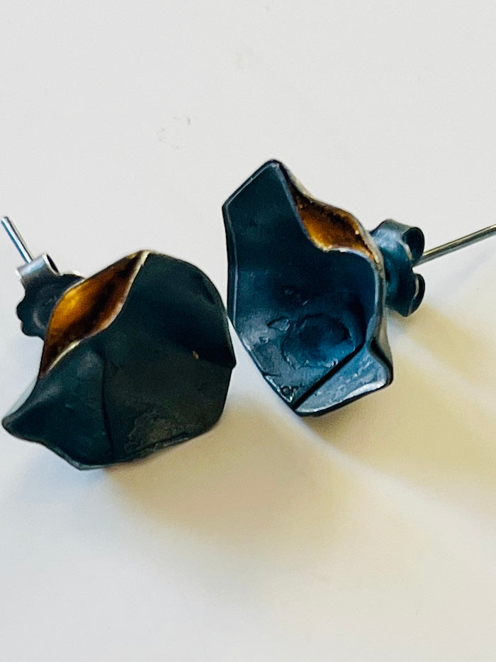 Jennie Gill Handmade Sterling Silver & Gold Plated Earrings – Silver or Oxidised – Studs or Hooks