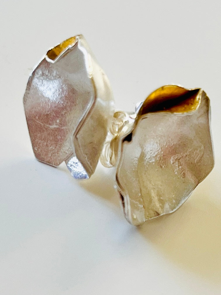 Jennie Gill Handmade Sterling Silver & Gold Plated Earrings – Silver or Oxidised – Studs or Hooks